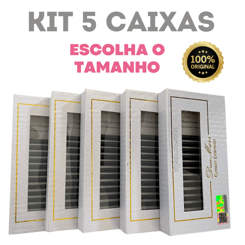 Kit Cílios Decemars Y Volume Brasileiro Alongamento Tamanhos Mix e Individuais Original Com Selo YY Extensão De Cilios Extensao.