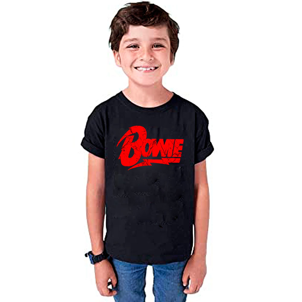 Camiseta camisa infantil David Bowie logo clássico