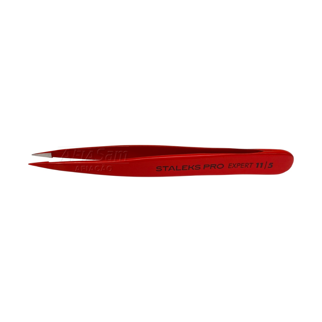 Pinça de Sobrancelha Staleks Te-11/5 Ponta Fina Profissional - Vermelho