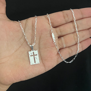 Corrente Cordão Masculino Cartier Banhado A Prata 925 E Pingente Crucifixo