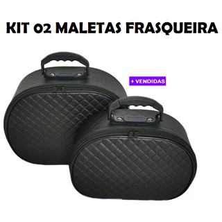 Kit 02 Maleta Frasqueira Necessaire Para Viagem Maquiagem Esmaltes Meia Lua
