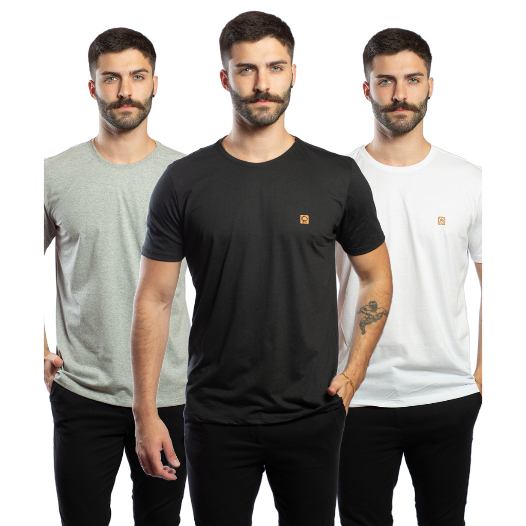 Kit 3 Camiseta Camisa Roupa Masculina Básica Sustentavel 30.1 Atacado