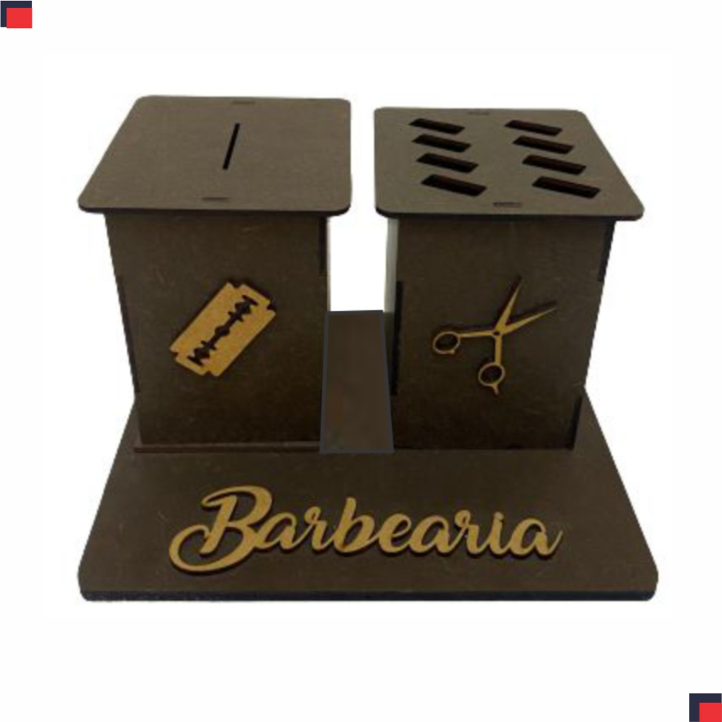Suporte Porta Giletes E Porta Tesouras 2 Em 1 Em Mdf Duo barber Lojinha do Barbeiro