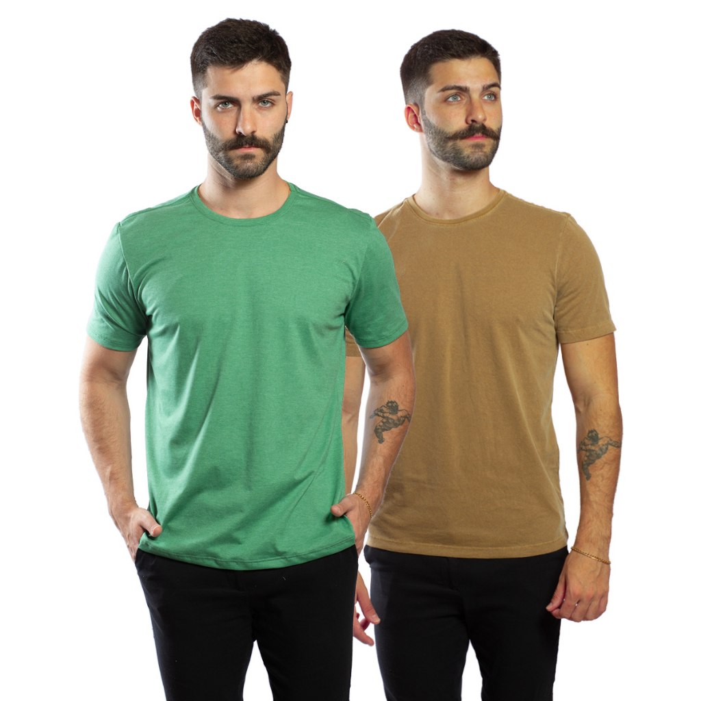 Kit 2 Camisetas Slim Masculina Básica Feita Com Malha Pet