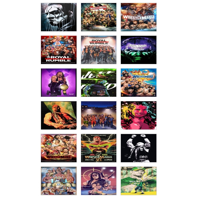 Placas Decorativas Quadrinhos Tamanho 20cm x 28cm Temática Luta Livre WWE Superstars