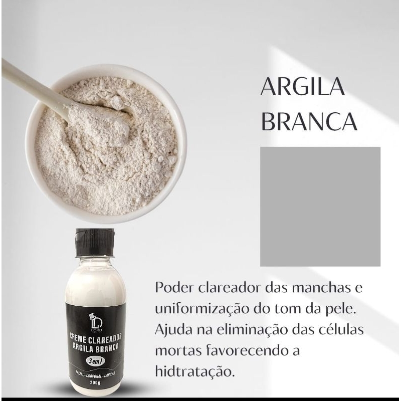 Creme Clareador Argila Branca 200g