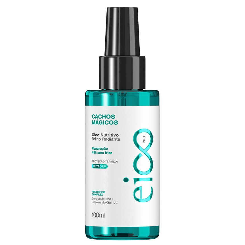 Eico Professional Óleo Nutritivo Brilho Radiante Cachos Mágicos Proteção Térmica Filtro UV 100ml Cacheados Crespos Ondulados - Beauty