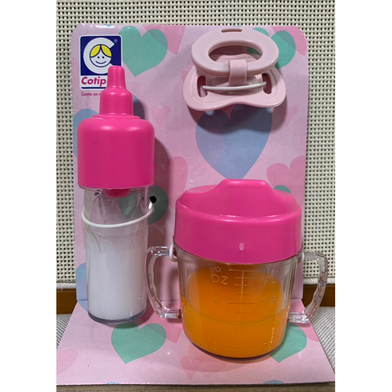 kit Bebe Alimentaçao Soffi Baby c/ 3 peças - Chupeta Mamadeira Copo de Suco Com liquido - Brinquedo infantil