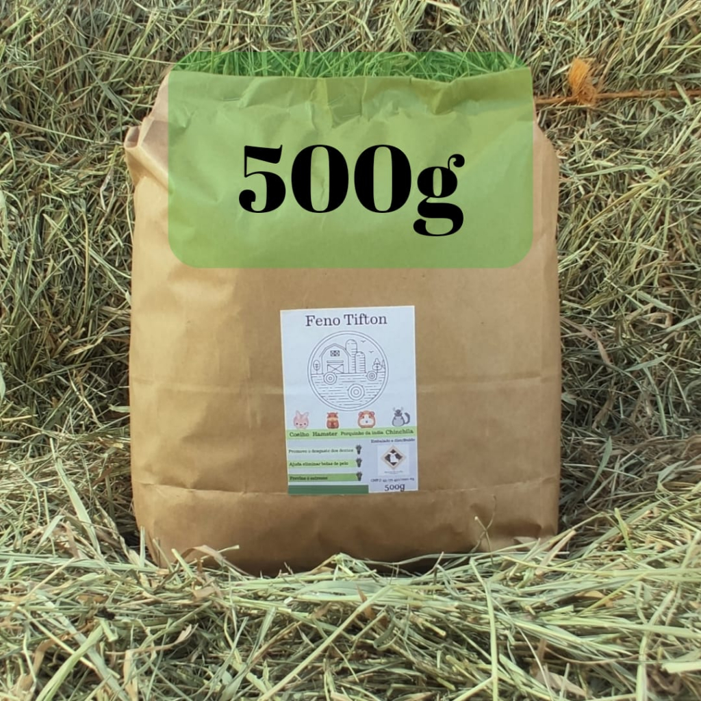 Feno Tifton 500gr Para Coelho e Porquinho da Índia