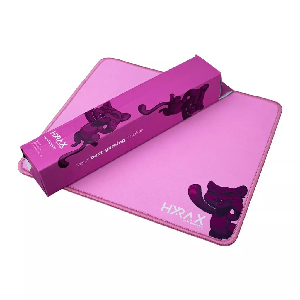Mousepad Gamer Hyrax Speed, 300x250x4mm, Borda Costurada, Rosa - HMP300PS