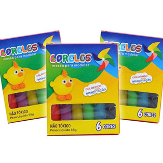 3 Cxs Massinhas de Modelar 6 Cores 65g