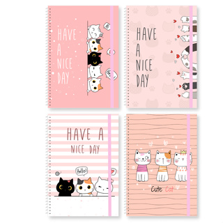 Caderno A5 gatinho Capa Dura Espiral 80Folhas com  Elástico Miau - Erudittas - Gato Fofo em Oferta na Shopee