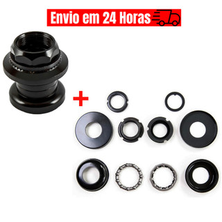 Jogo Movimento Central 45mm Monobloco Bike + Caixa de Direção Sueco Standard Garfo Bicicleta Rosca Fina