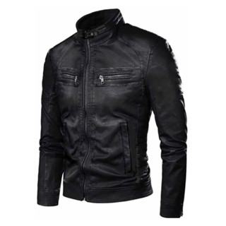 Jaqueta De Couro Masculina Moda Inverno Motoqueiro