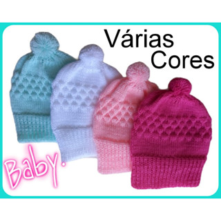 Kit 4 Toucas Tricô Bebê Recém Nascido Maternidade Diversas Combinações de Cores