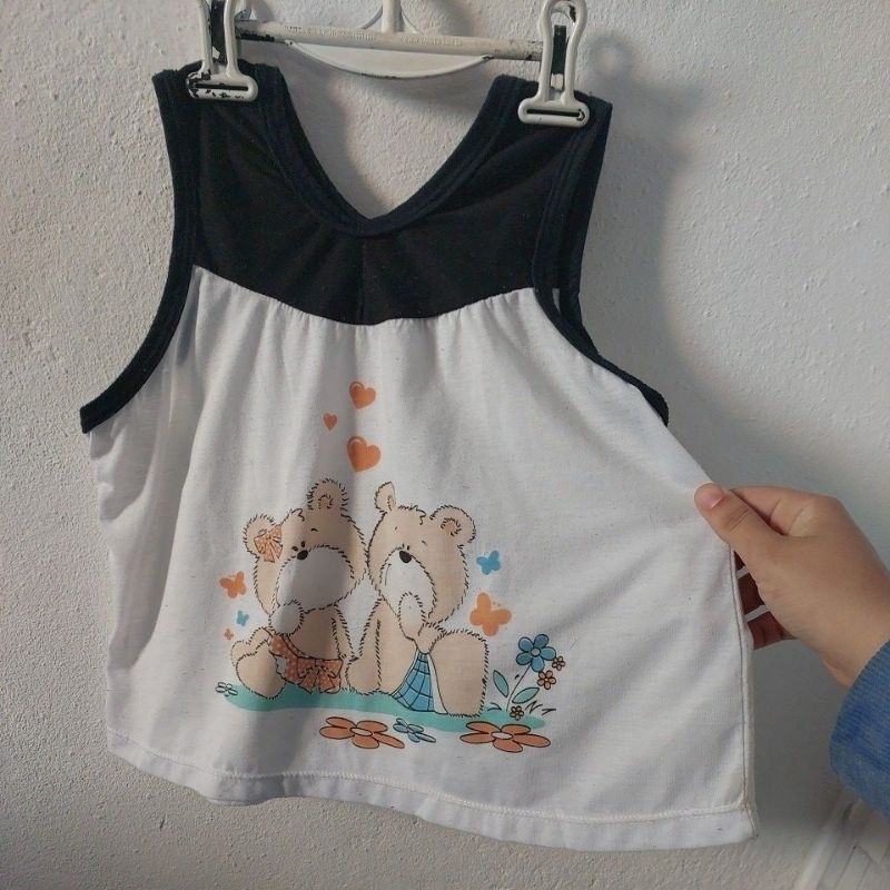Blusa branca ursinho pijama infantil  tamanho 6