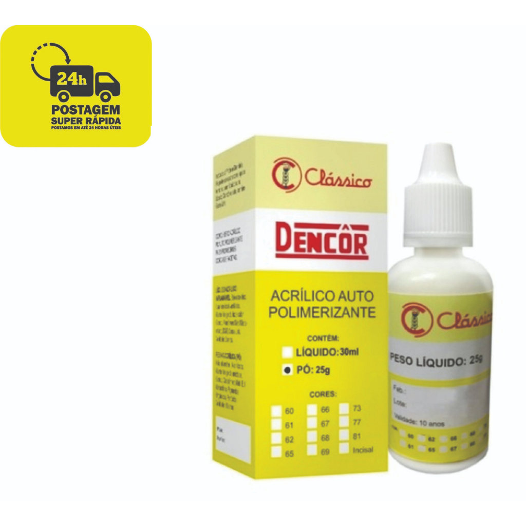 Resina Acrílica Dencôr em Pó 25g - Clássico em Oferta na Shopee