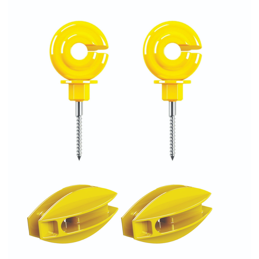 kit - 200 un isolador gancho curto anel IGCAM ST + 25 un. isolador castanha oval AM