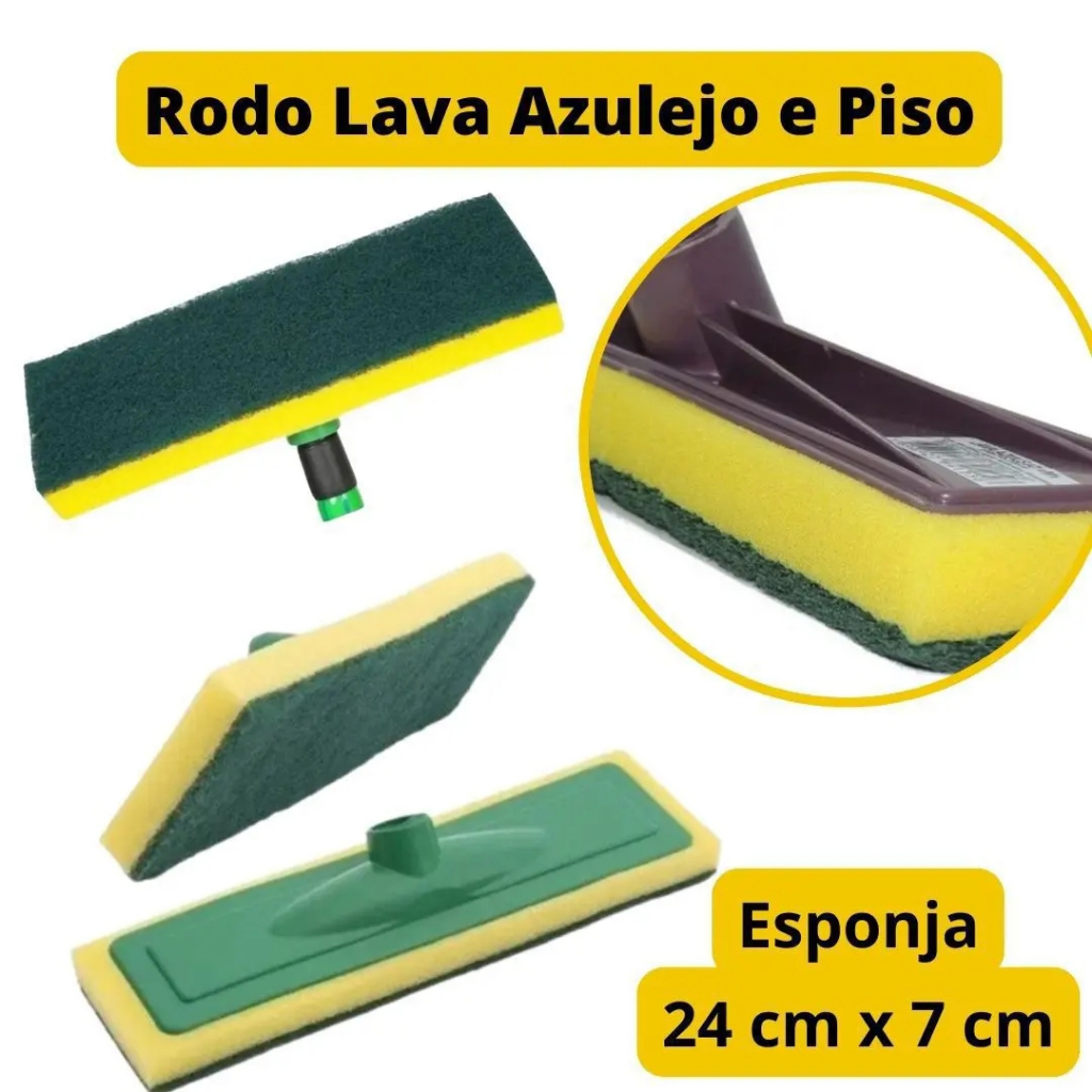 Rodo Para Casa Lava Piso e Azulejo Esponja Sem Cabo