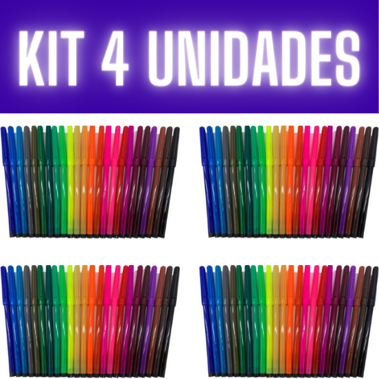 Kit Canetinha Hidrocor 24 Cores  Material Escolar - Leo & Leo- 4 Unidades