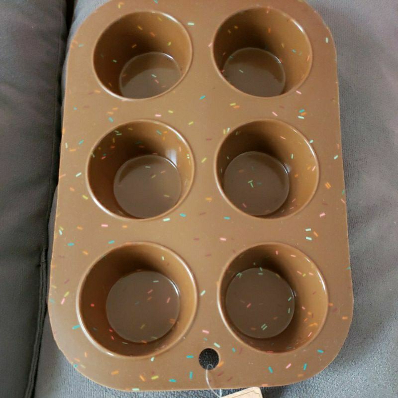 Forma de Silicone para Muffins e Cupcakes - 6 Cavidades - Cores diversas Antiaderente Importada