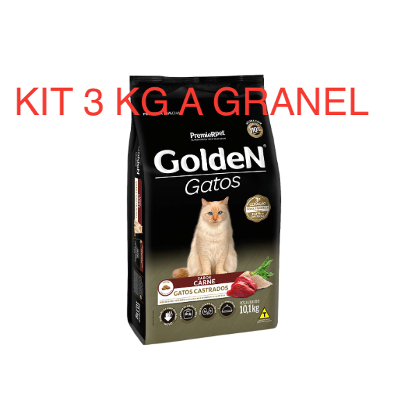 Kit 3 Kg Ração A Granel Golden Gatos Adultos Castrados Carne em Oferta na Shopee