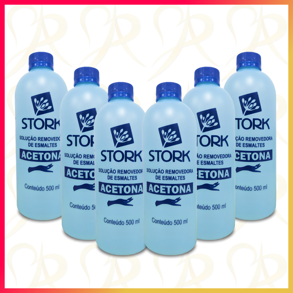 Kit 6 Acetona Removedor de Esmalte Para Unha STORK 500ml