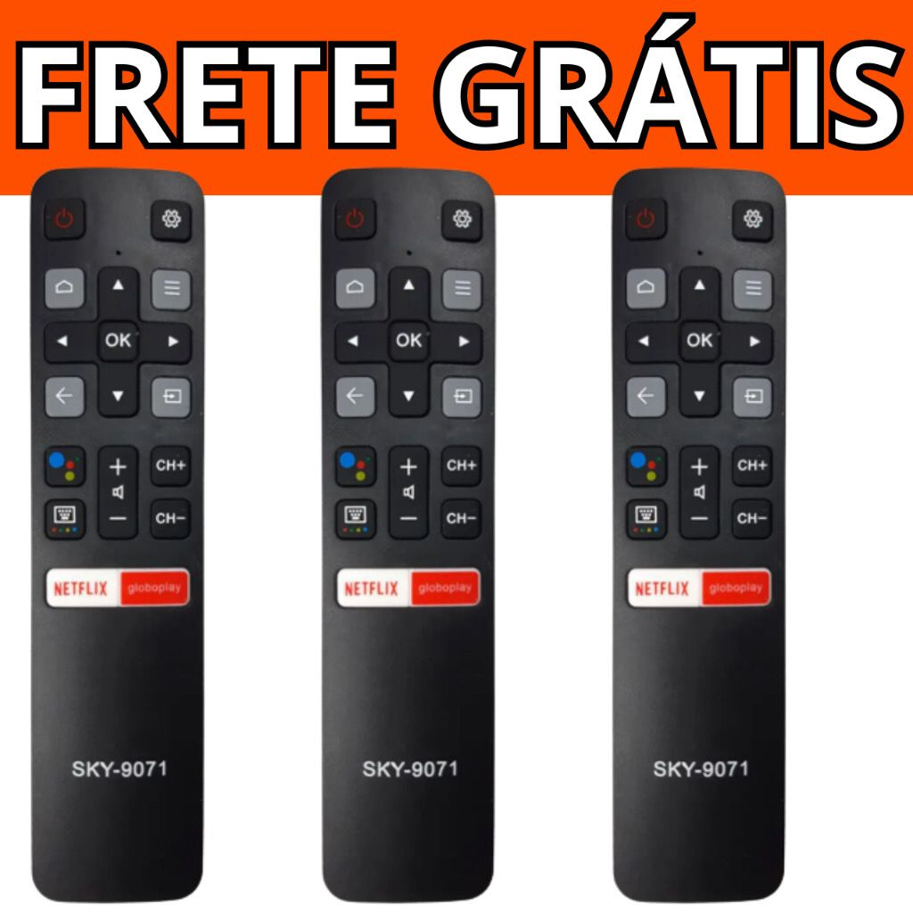 Kit 3 Controle Remoto Tv Tcl Smart 4k Android Netflix Compativel Tcl led Qled GT-A8249