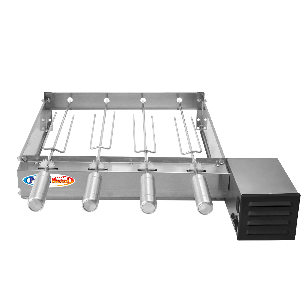 Churrasqueira Gira Grill Baixo Eletrica 4 Espetos Giratório Inox Motor Weg