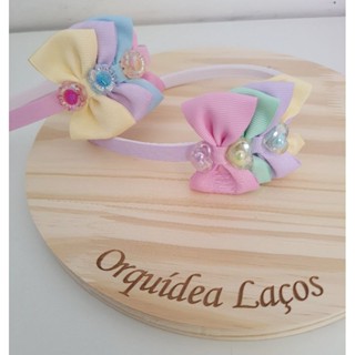 tiara ou arquinho infantil gravatinha decorado coração ou flor.