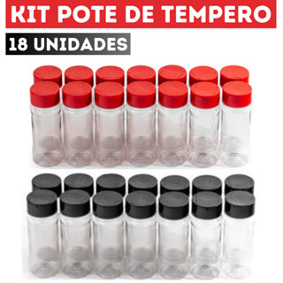 Kit 18 Porta Tempero Potes Tampa Dosadora Dupla Condimentos 120 Ml