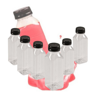 Garrafa Plástica 300ml 500ml 1Litro Transparente Quadrada Para Suco Água de Coco Detox Delivery c/10 unidades