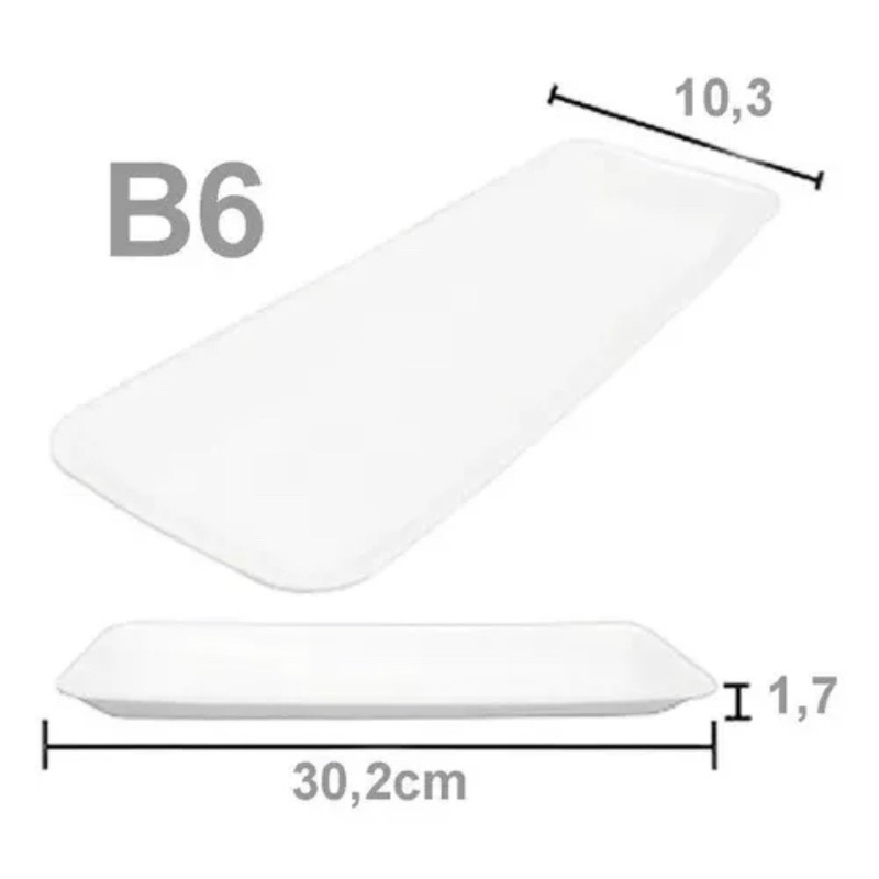 100un bandeja isopor B6 ideal para baguetes e bolos de tira