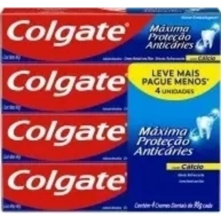 Creme Dental Colgate Máxima Proteção Anticáries 90g 4 unid em Oferta na Shopee