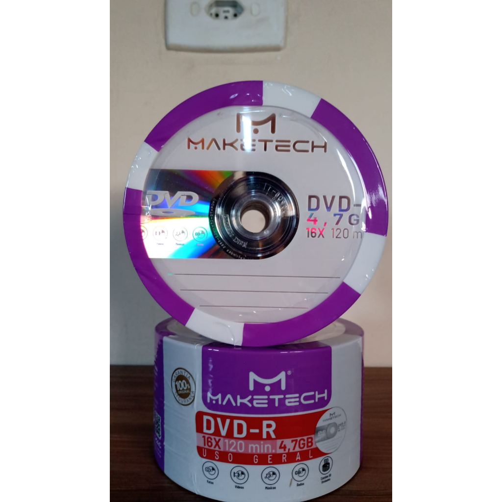 50 Mídia Dvd-r Virgem Maketech 16x 4.7 Gb (MADE IN TAIWAN)