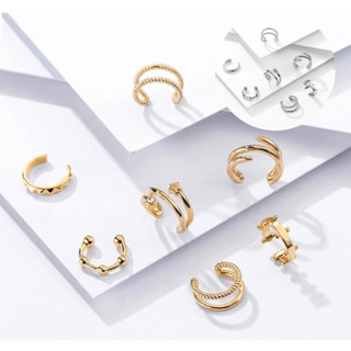 Kit 7 Brincos Pressão Piercing Fake Falso de Orelha Dourado e Prata (SHB12)