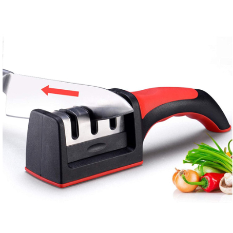 5 Pcs Afiador Amolador De Facas Em Aço Inox Com 3 Borda Profissional Base Emborrachado  Com 3 Portas De Apontador Profissional