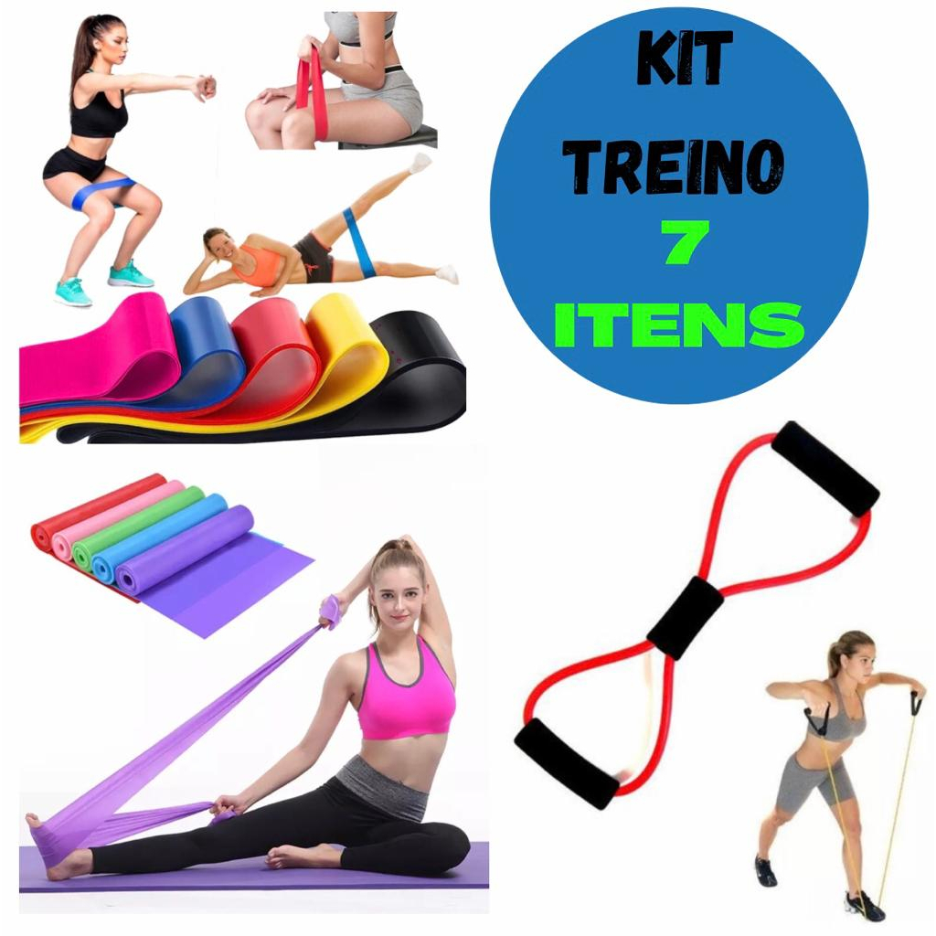 Kit Treine em Casa 7 Itens Exercício Fit Funcional