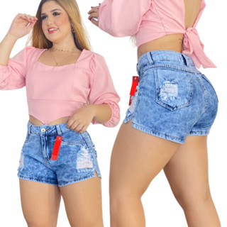 Bermuda Short Jeans Feminino Cintura Alta