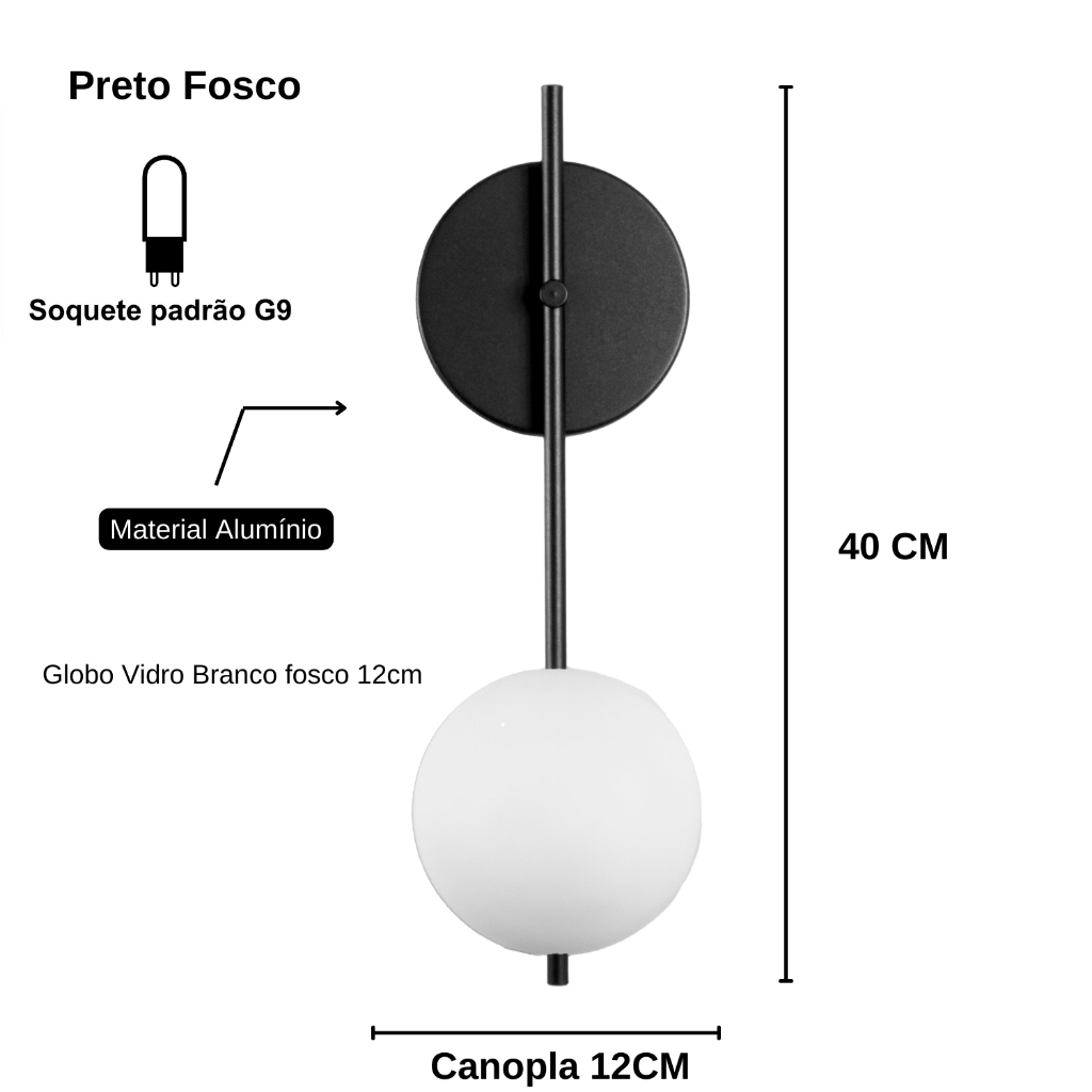 Arandela Bari Globo 12 Jabuticaba