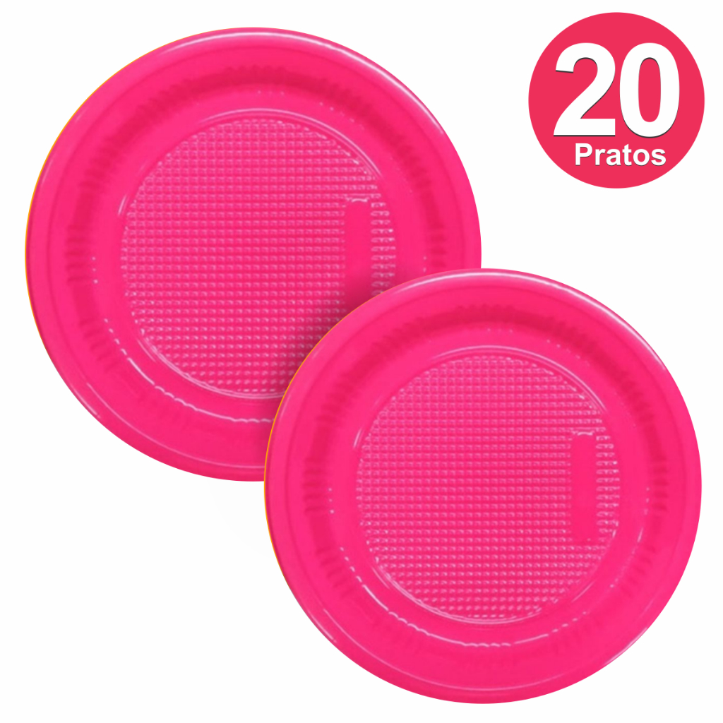 Kit Pratinho Raso Descartável Pink Para Bolo - 20 unidades