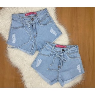 Short Jeans Amarração Azul Claro Edição Limitada Luxo