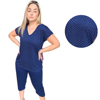 Pijama Feminino Pescador Estampado Roupa de dormir Adulto