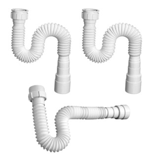 Kit 3 Sifão Sanfonado Extensivo Ajustável Universal Multiuso Pia Tanque Lavatório Estica Até 74cm Herc