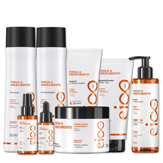 Kit Eico Pro Força & Crescimento Shampoo Condicionador Mascara Fluido Booster Leave-in Redensificador Tonico