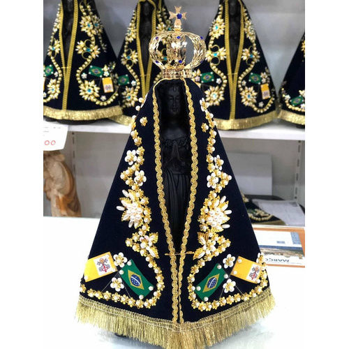 Nossa Senhora Aparecida 25cm Imagem Resina Manto Coroa Folheada Estátua