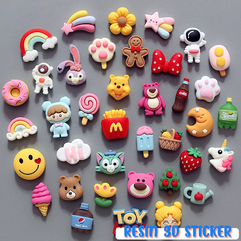 Kit 4-48 Adesivo 3D Tridimensional De Resina Para Garrafa Suporte Criativo Desenho Fofo Impermeável em Oferta na Shopee