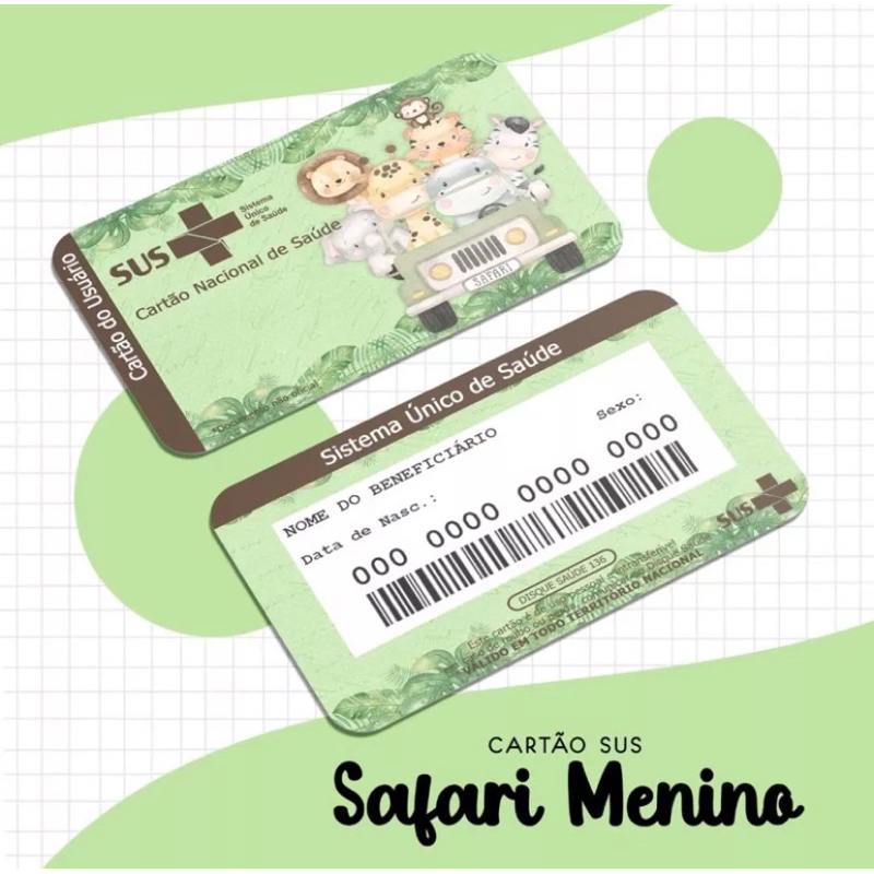 Cartão do SUS personalizado em PVC