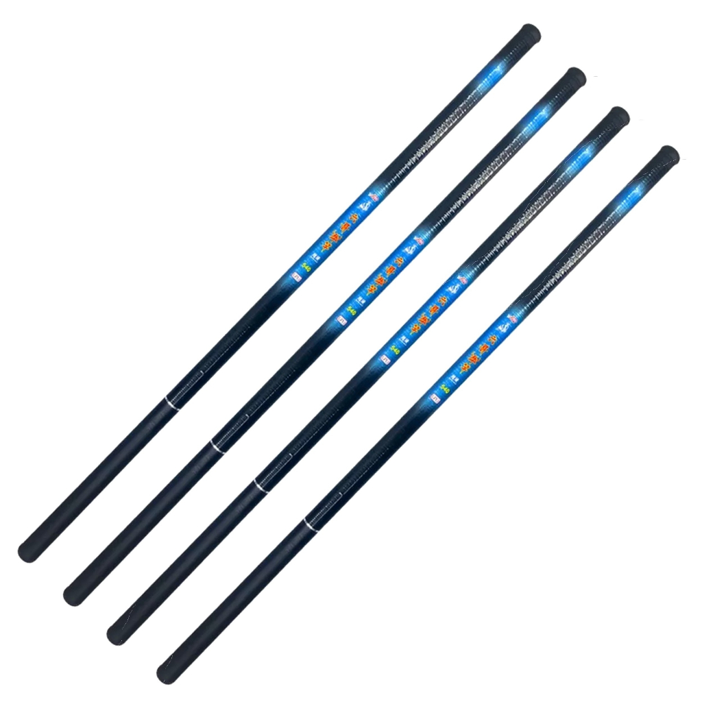 Kit com 04 Vara Telescópica De Pesca de mão Ultra Leve com 1,80m 2,40m 3,00m 3,60m 4,00m 5,00m 5,40m em fibra de vidro e carbono Tilapias represas pesqueiro