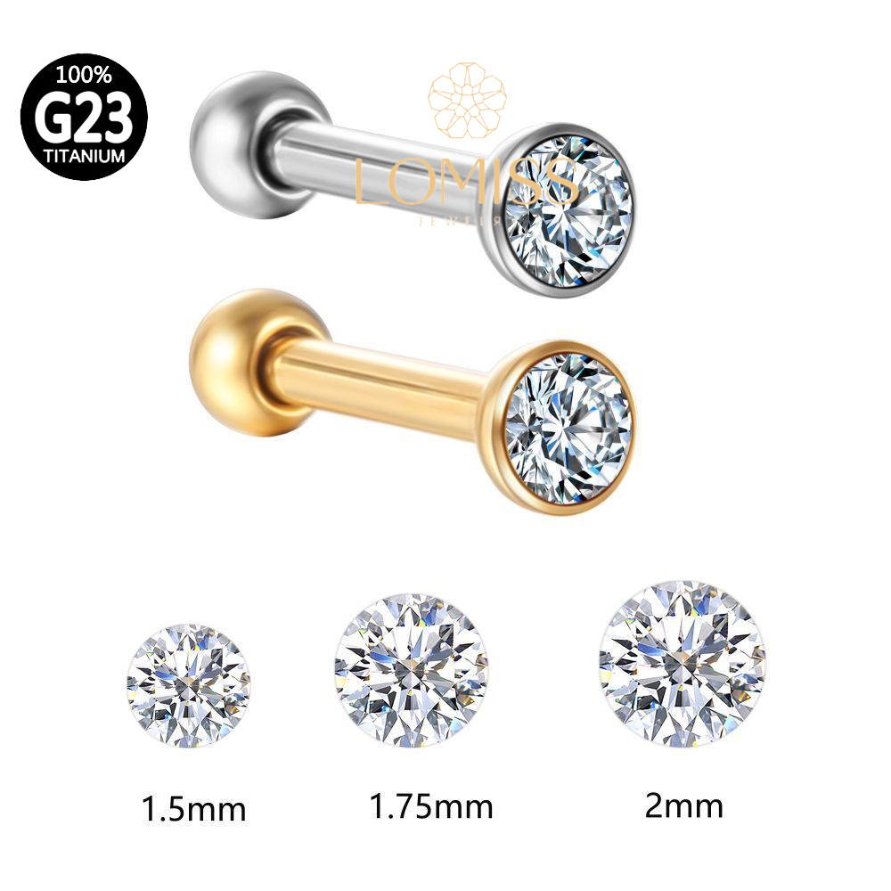 Piercing Helix Conch Tragus Microbell Labret  Titânio Pvd Zircônia